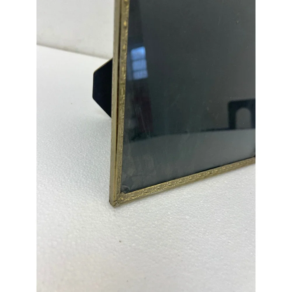 Vintage Brass Gold Scroll Border Picture Frame Easel Back Fits 8x10 Photo Stand